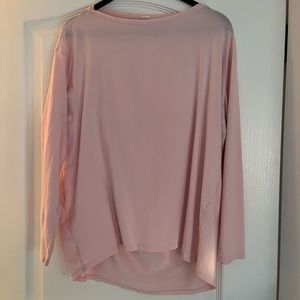 Back in action Lululemon long sleeve shirt in soft blush pink.